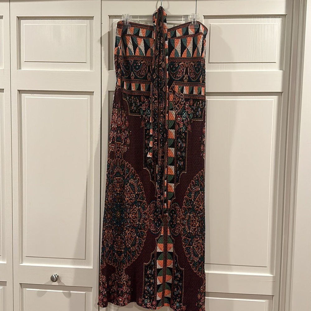Farm Rio Anthropologie long burgundy knit maxi skirt - Picture 2 of 7